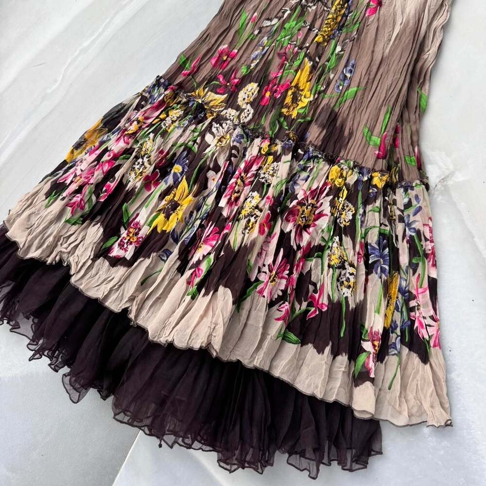BCBGMAXAZRIA Silk Floral Boho Crinkle Dress - Picture 2 of 8